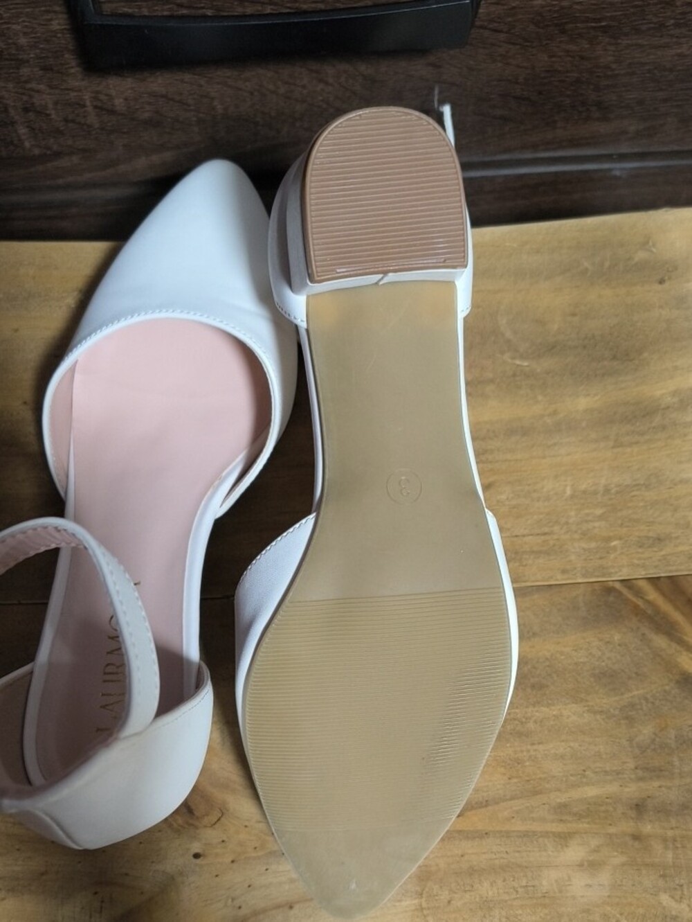 White Pointed-Toe Ankle-Strap Heels - Picture 4 of 5